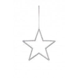 Závěs hvězda, stříbrná, 12x12 cm
