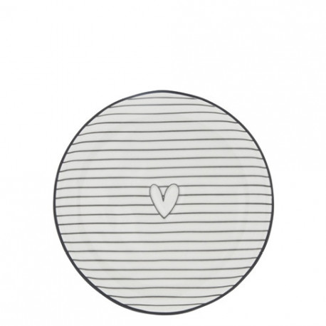 Dezertní talíř SRDCE proužek, černá, 16 cm