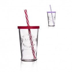 Sklenice STRAW víčko+brčko, 0,27 l