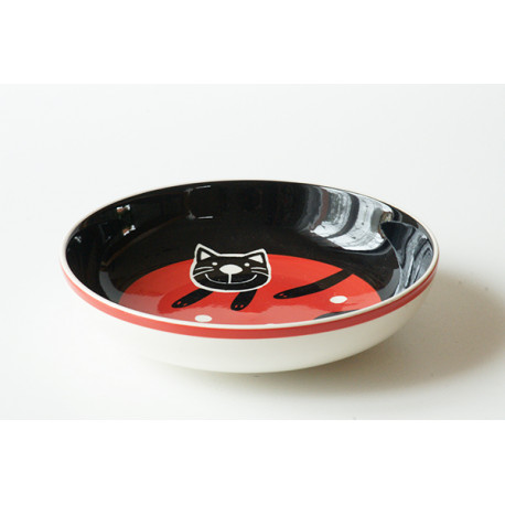 Hluboký talíř Veselá kočka, 21 cm, Barva Červená