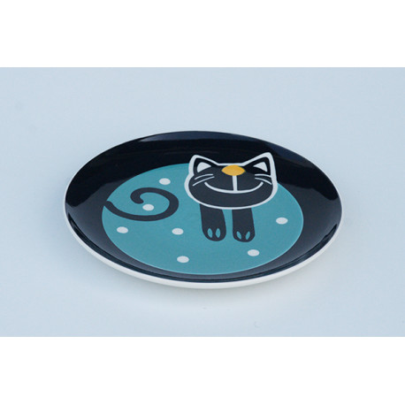 Desertní talířek Veselá kočka, 20 cm, Barva Modrá