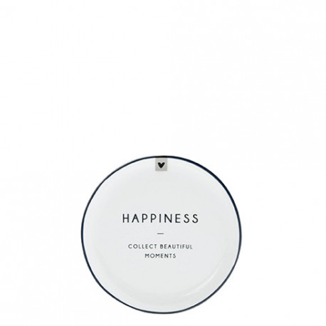 Talířek na čajový sáček HAPPINESS, černá, 9 cm