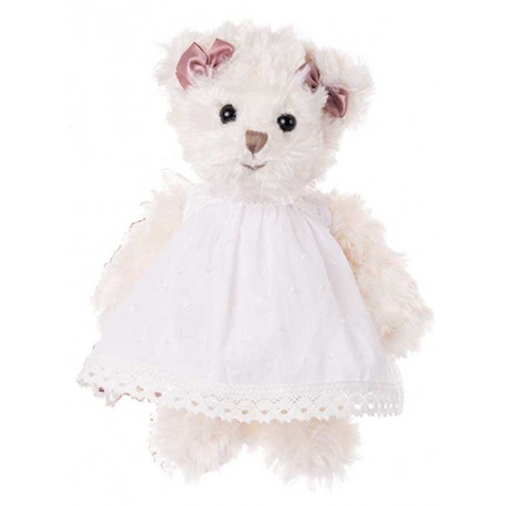 BK MAJA medvěd, bílé šaty, 25 cm