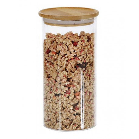 Skleněná dóza s bambusovým víkem - 1200 ML