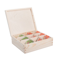 Dřevěná krabička na čaj (9 přihrádek)