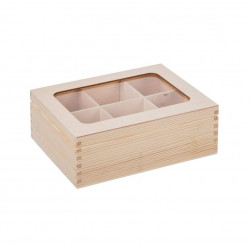 Dřevěná krabička s plexisklem - 6 přihrádek