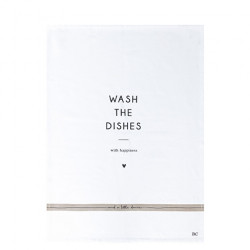 Utěrka WASH THE DISHES, bílá