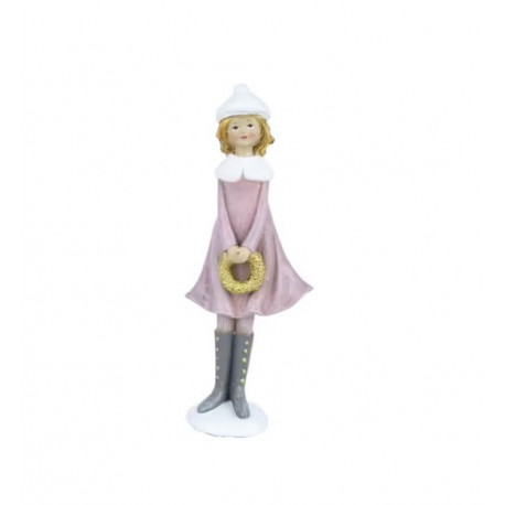 Dívka v zimním kabátku s věnečkem, 20 cm