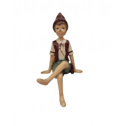 Pinocchio na lavičce, červená, 24 cm