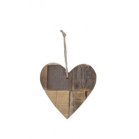 Srdce ANTIQUE PINE WOOD, přírodní, 9 cm