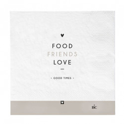 Ubrousky FOOD FRIENDS LOVE, bílá, 20 ks