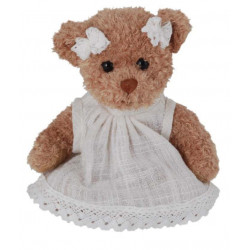 BK SOPHIA medvěd, bílé šaty s krajkou, 15 cm