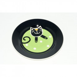 Dezertní talířek Veselá kočka, 20 cm, Barva Zelená