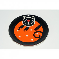 Dezertní talířek Veselá kočka, 20 cm, Barva Oranžová