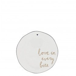 Dezertní talíř Love in every bite, bílá, 16 cm