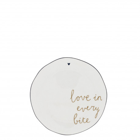 Dezertní talíř Love in every bite, bílá, 16 cm