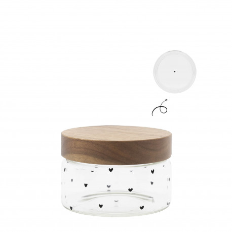 Dóza Black hearts, sklo, 12 cm