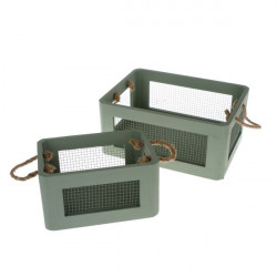 Dřevěný box s pletivem, zelená, 21 cm