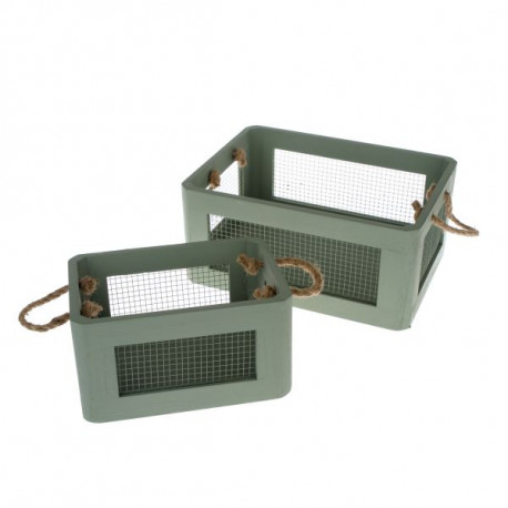 Dřevěný box s pletivem, zelený, velký, 29 cm