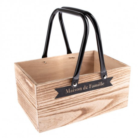 Dřevěná bedýnka s uchy, přírodní, 30 cm