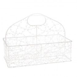 Kovový košík, bílá, 18 cm