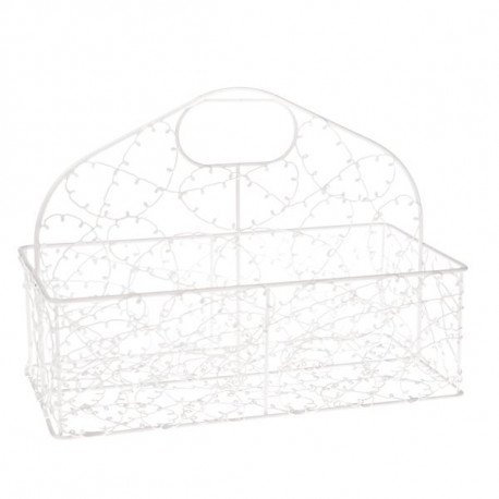 Kovový košík, bílá, 18 cm